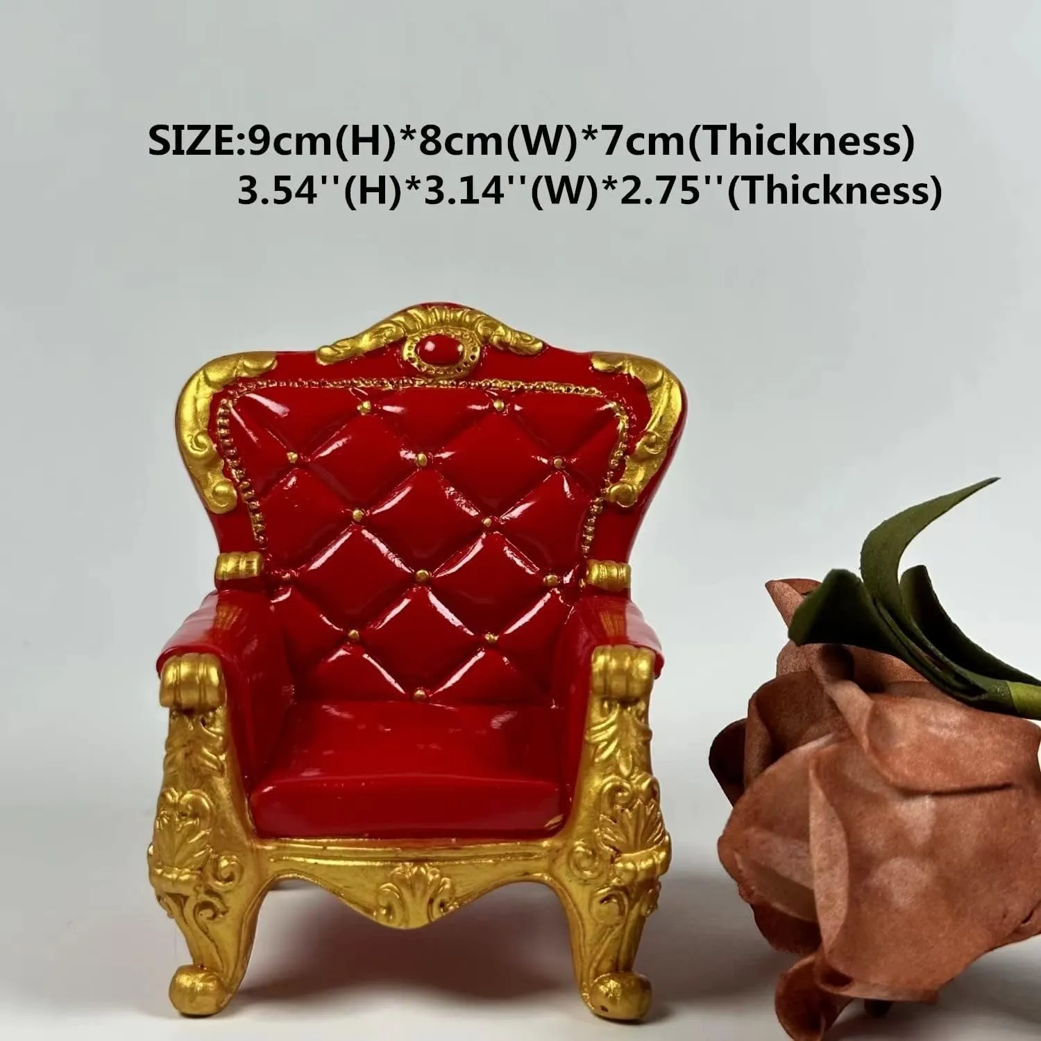1:12 Miniature Mini House Furniture Court Red Resin PU Leather Carved Sofa for Miniature House Accessories Furniture Decoration Birthday (Red)