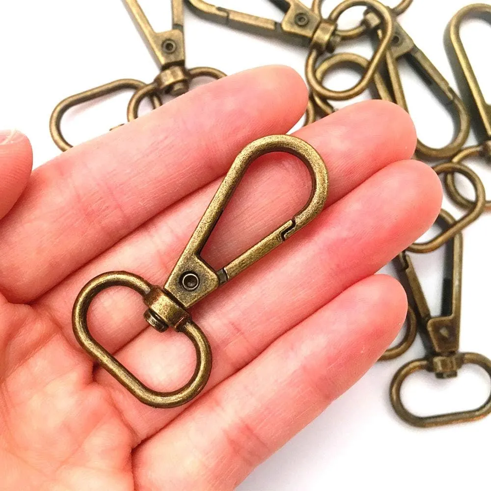 15 Pcs 3/4" Inside Diameter Oval Ring Lobster Clasp Claw Swivel for Strap Push Gate Lobster Clasps Hooks Swivel Snap Fashion Clips (Antique Brass, 3/4 inch)
