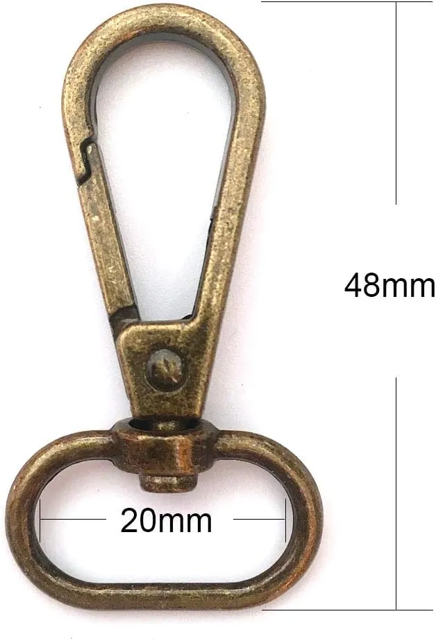 15 Pcs 3/4" Inside Diameter Oval Ring Lobster Clasp Claw Swivel for Strap Push Gate Lobster Clasps Hooks Swivel Snap Fashion Clips (Antique Brass, 3/4 inch)