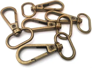 15 Pcs 3/4" Inside Diameter Oval Ring Lobster Clasp Claw Swivel for Strap Push Gate Lobster Clasps Hooks Swivel Snap Fashion Clips (Antique Brass, 3/4 inch)