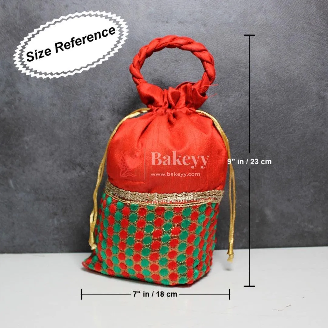 18x24 CM  Design Potli Bag  | Multi Color with Gold Print | Pack Of 10