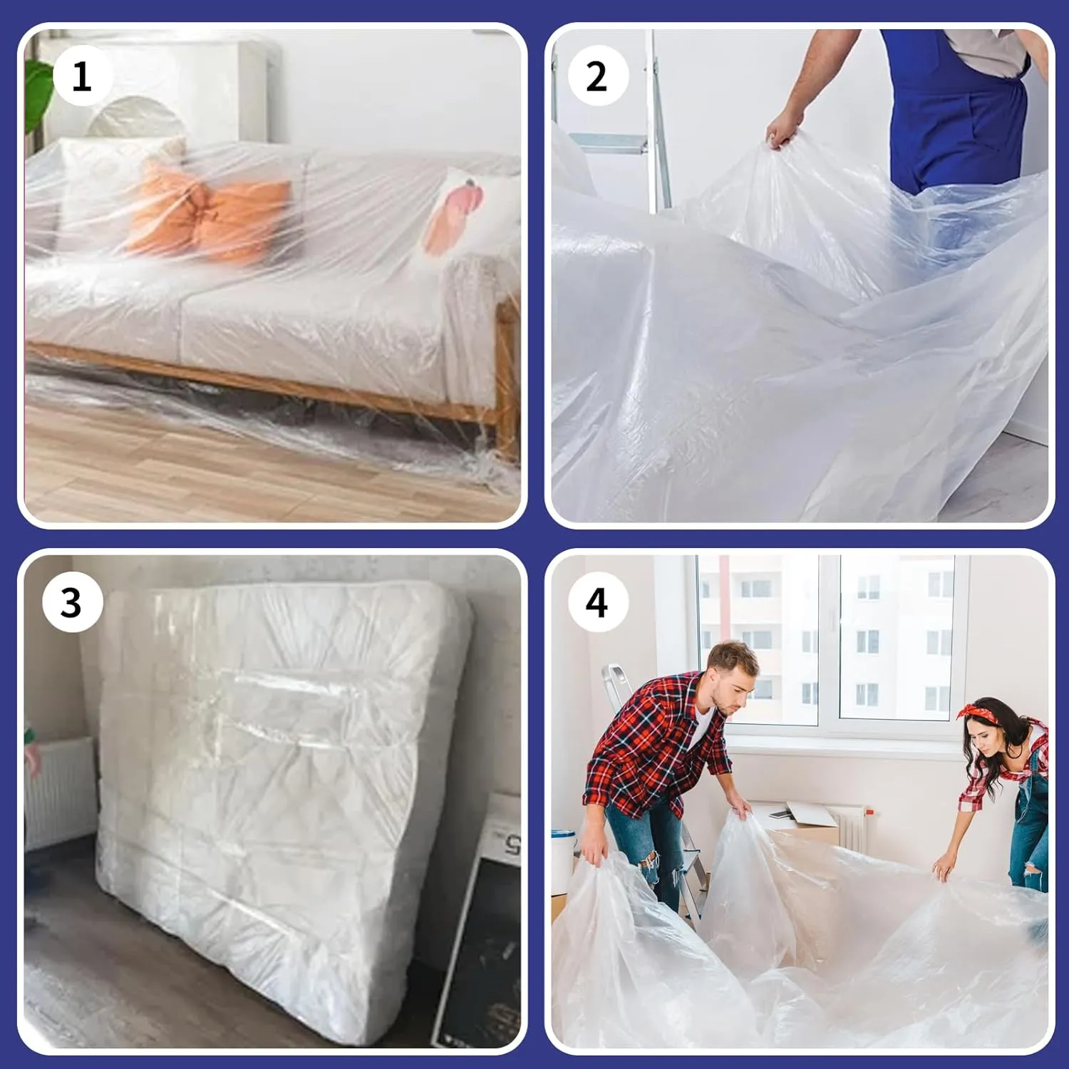 2 Pack King/California King Mattress Bag for Moving and Storage, Clear Plastic Cover for Moving, Waterproof Mattress Disposal Bags