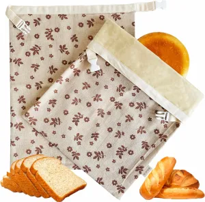 2 Packs Reusable Beeswax Bread Bags,Bread Bags for Homemade Bread,Cotton Beeswax Bread Bag to Keep Fresh,Sourdough Bread Bags,Perfect Bag for Home-Baked, Large, brown