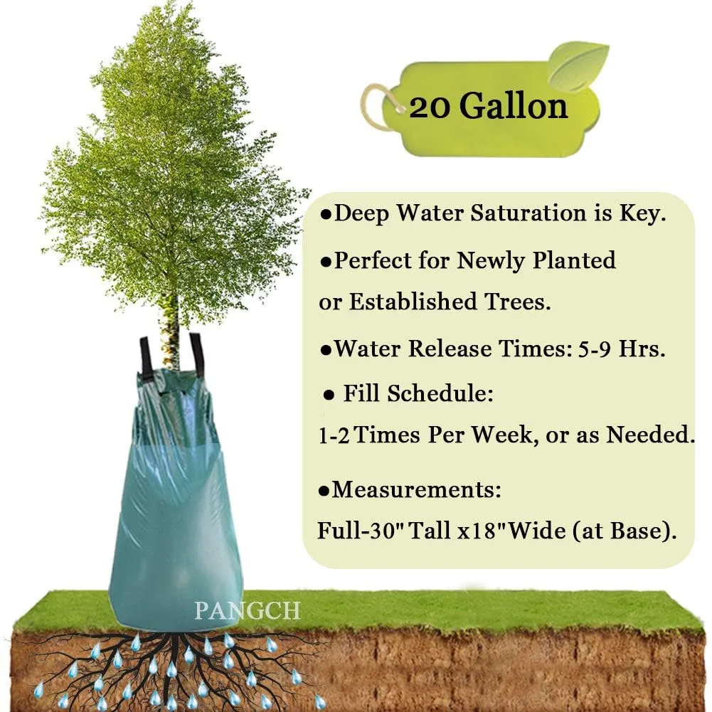 20 Gallon Slow Release Tree Watering Bags - Drip Irrigation for Newly Planted or Established Trees (4 Pack)