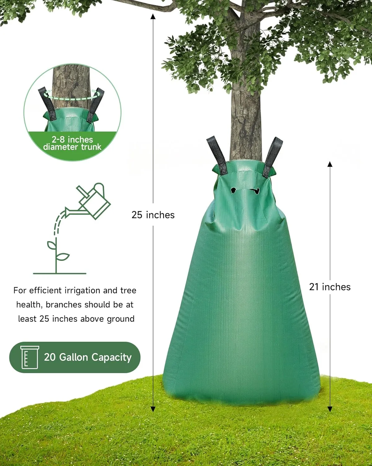20 Gallon Tree Watering Bag, Tree Watering Bags Slow Release, Portable Tree Bags for Watering, Great for Newly Plants/Garden/Shrubs (5 Packs)
