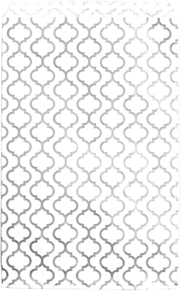 200 pcs Shimmering Silver Trellis Pattern Paper Merchandise Gift Bags Shopping Sales Tote Bags 6"x9" - Caddy Bay Collection