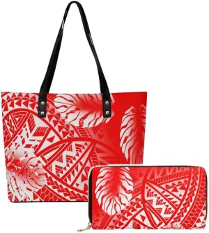 2025 New Polynesian Women'S Handbag And Purse Samoa Hawaii Fiji Islands Art Women'S Bag 2 Piece Set