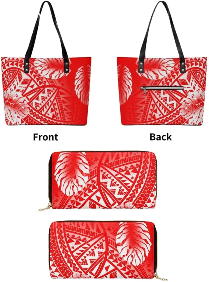 2025 New Polynesian Women'S Handbag And Purse Samoa Hawaii Fiji Islands Art Women'S Bag 2 Piece Set