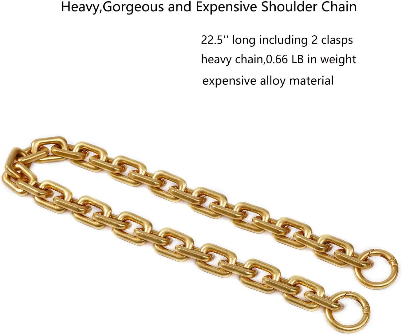 22.5 Inch Gorgeous Heavy Metal Bag Chain Purse Handle Shoulder Strap Replacement (Antique Gold, Small)