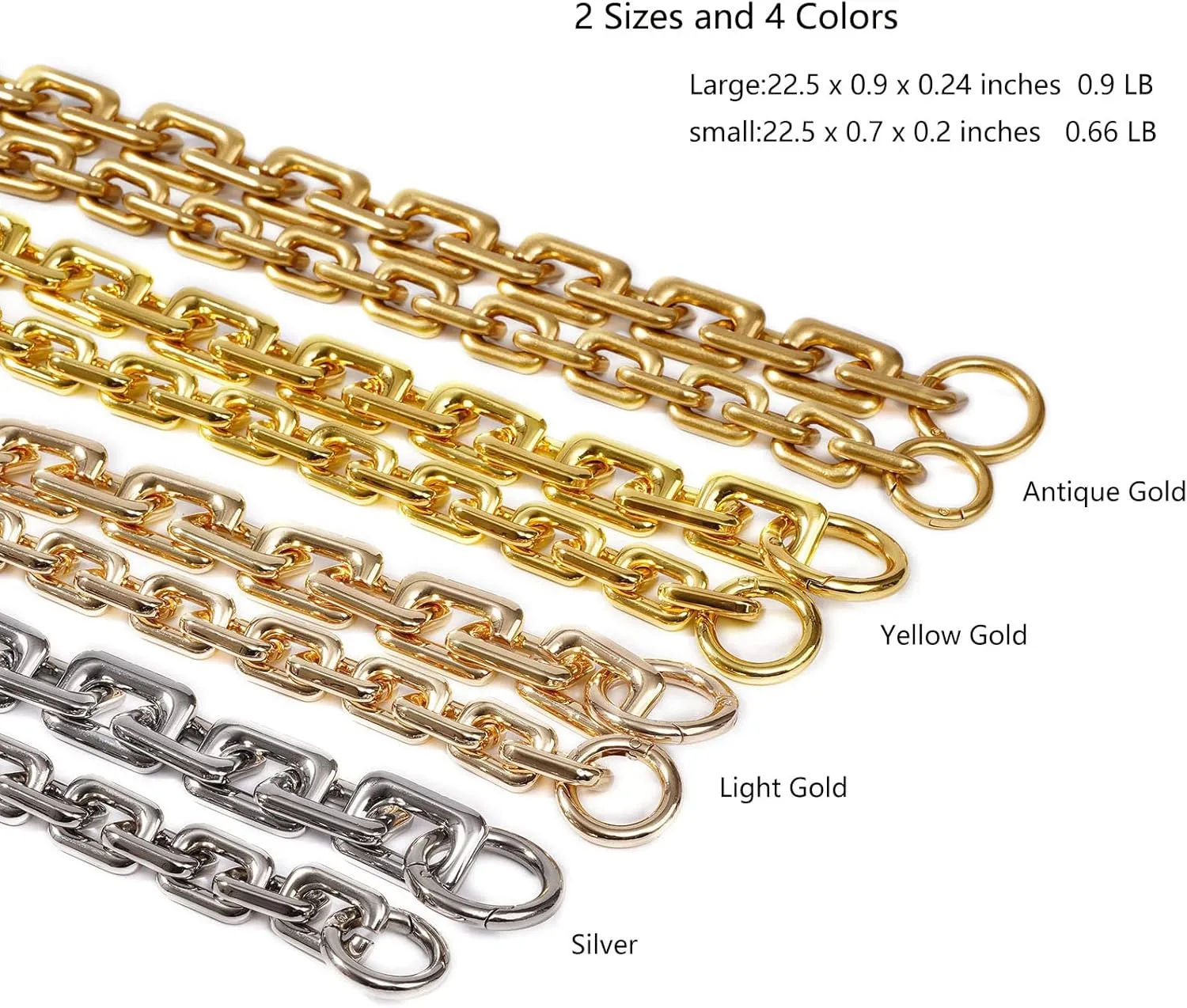 22.5 Inch Gorgeous Heavy Metal Bag Chain Purse Handle Shoulder Strap Replacement (Antique Gold, Small)