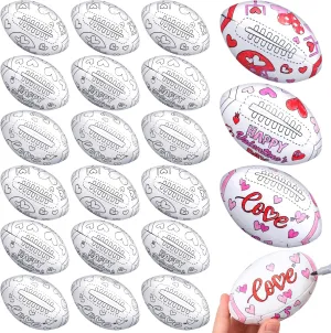24 Pcs Color Your Own Valentine Footballs DIY Valentine's Day Soccer Stress Balls Arts and Crafts Kit for Women Party Gifts