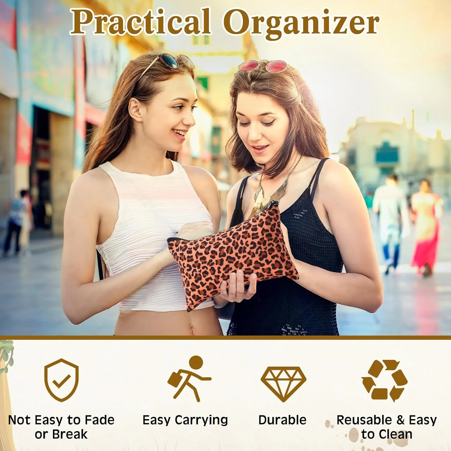 24 Pieces Makeup Bags Bulk Canvas Cosmetic Bags Purse Organizer Zipper Cosmetic Pouch Portable Travel Toiletry Pouch for Women Men Gifts, 7 x 4 Inch (Leopard Print)
