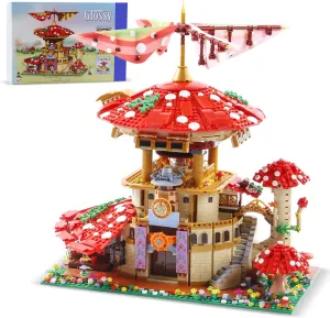 2763PCS Mushroom House Building Blocks,Creative Ideals Ganoderma Hotel Building Blocks, Perfect Choice for 6  Boys, Girls or Adults
