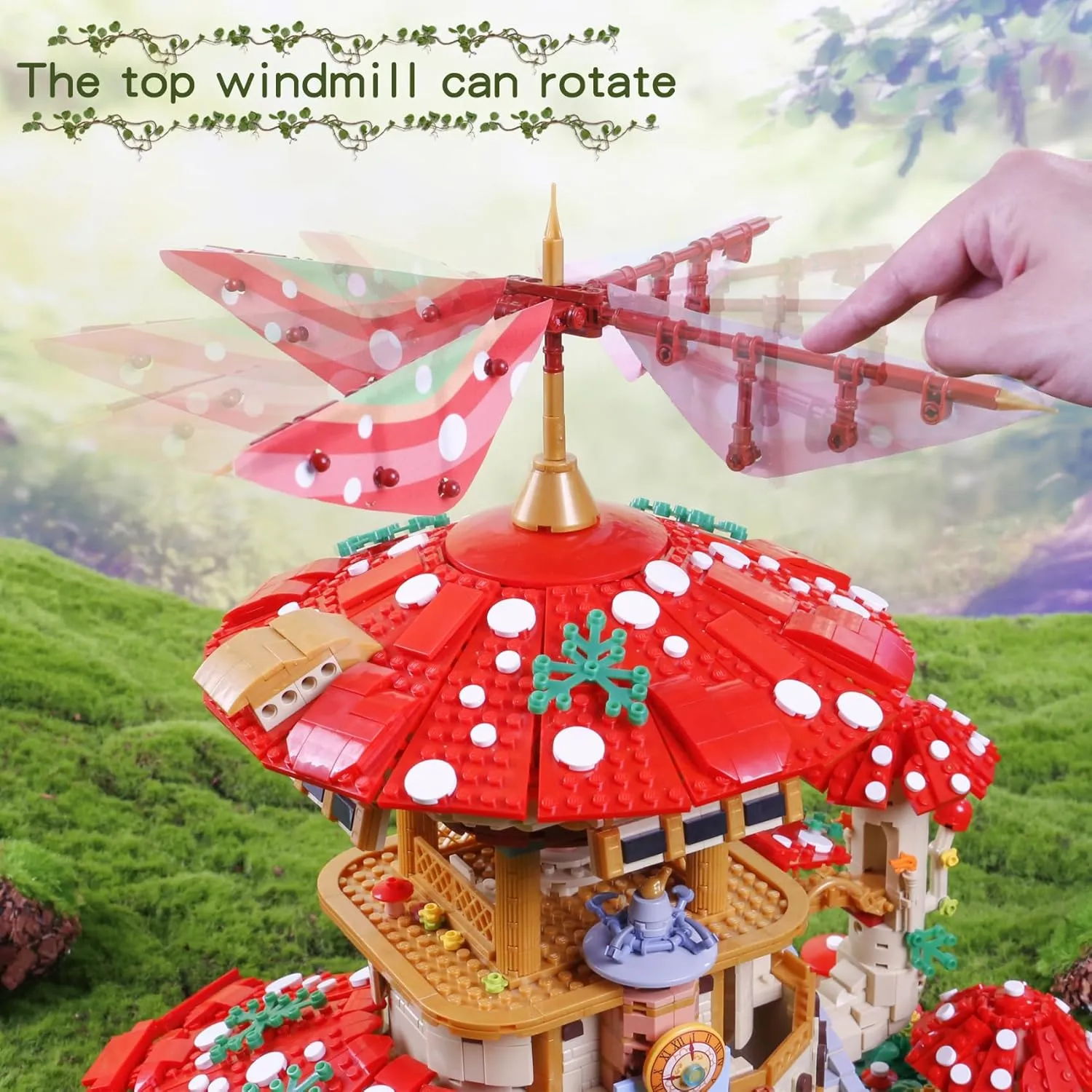 2763PCS Mushroom House Building Blocks,Creative Ideals Ganoderma Hotel Building Blocks, Perfect Choice for 6  Boys, Girls or Adults
