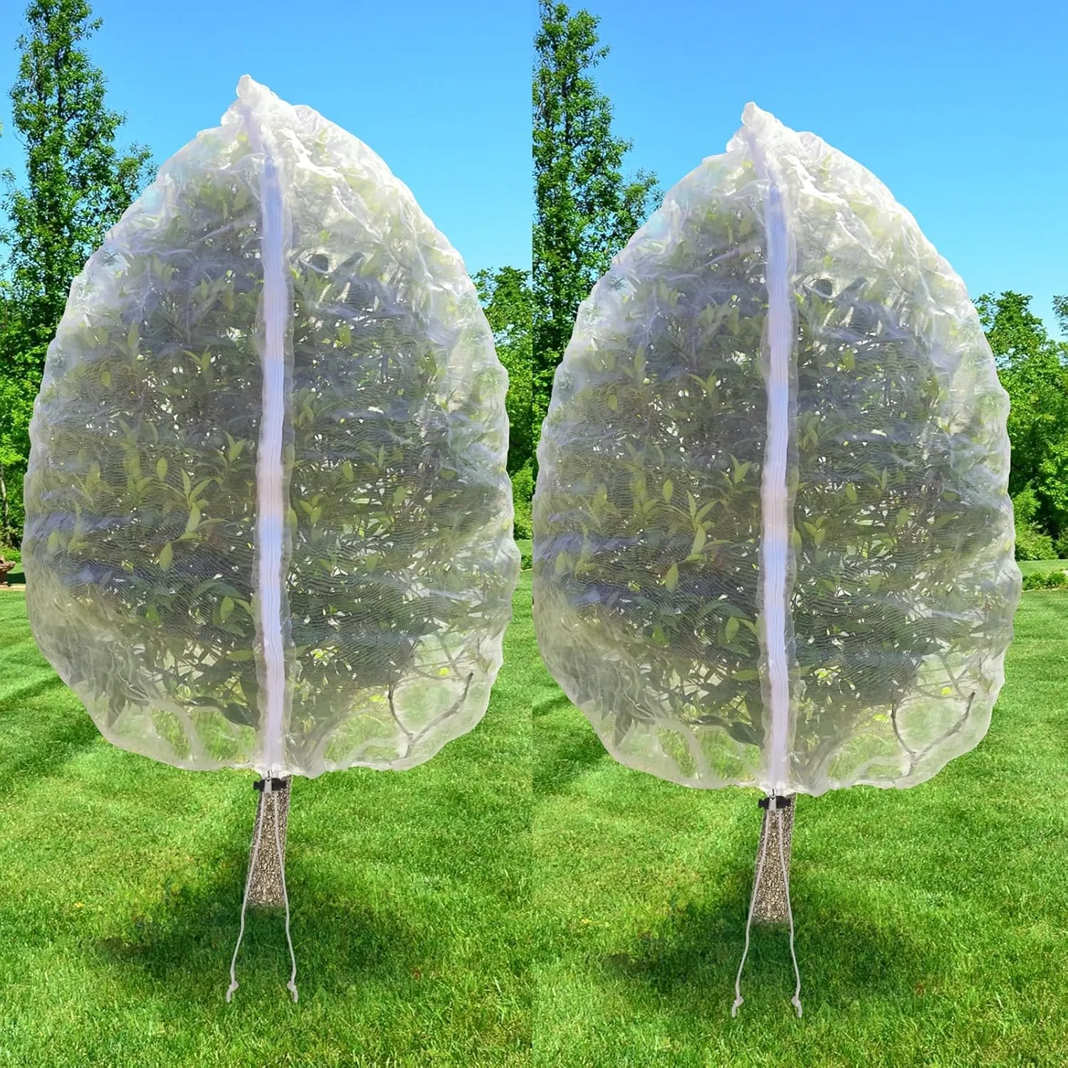 2Pack 10 * 10FT Large Fruit Tree Netting Bags with Zipper and Drawstring, Bird Netting for Blueberry Bushes and Apple Tree, Garden Netting Cover Safeguard Plant from Pest, Deer and Birds