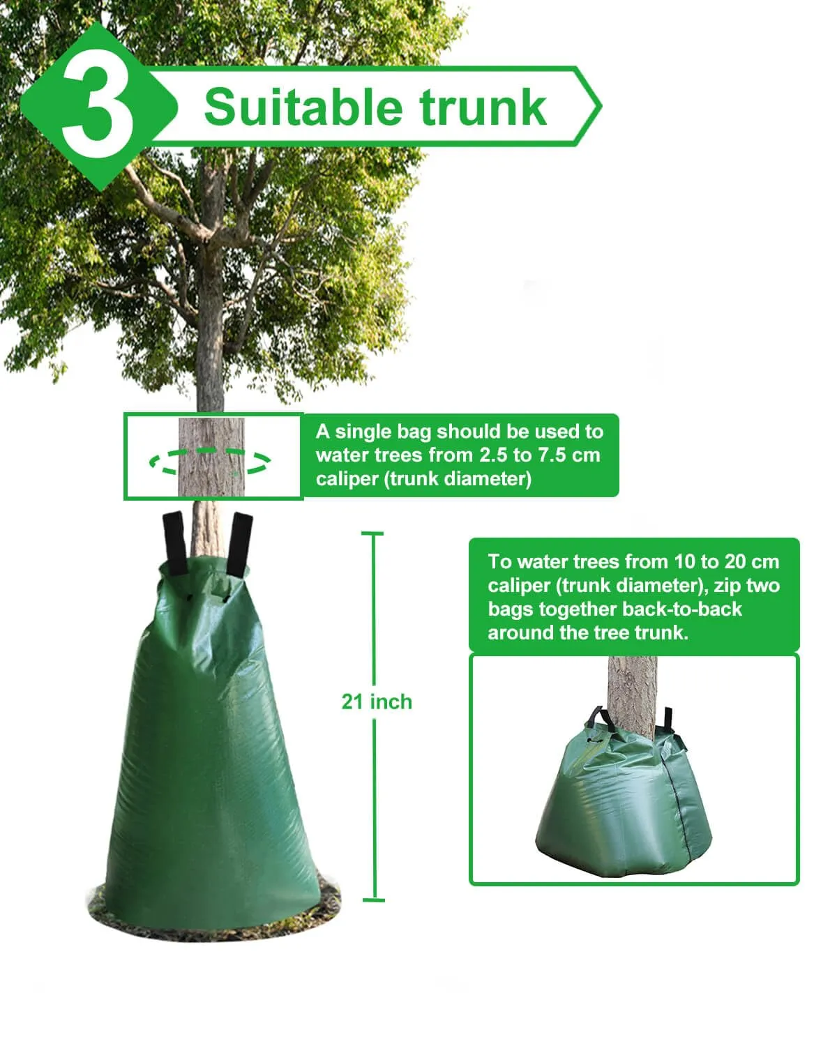 3 Pack Tree Watering Bag - 20 Gallon Slow Release Tree Watering Bag, Tree Automatic Irrigation Bag with Zipper