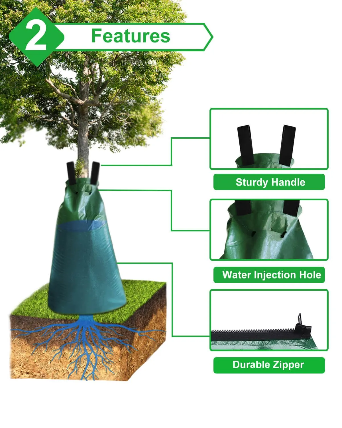 3 Pack Tree Watering Bag - 20 Gallon Slow Release Tree Watering Bag, Tree Automatic Irrigation Bag with Zipper