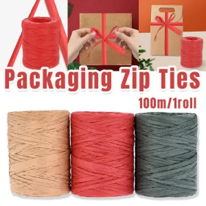 3 Rolls Raffia Paper Rope Gift Wrapping String Decorative Tie for Crafts Packing
