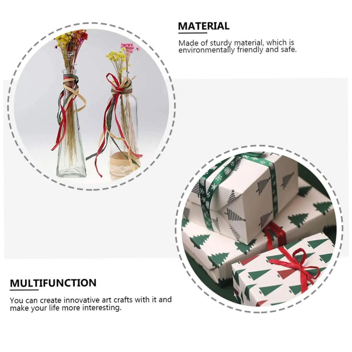 3 Rolls Raffia Paper Rope Gift Wrapping String Decorative Tie for Crafts Packing