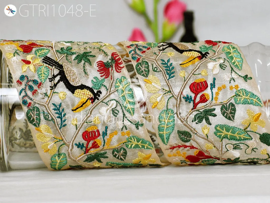 3 Yard Embroidered Fabric 9 CM Trims Indian Embroidery Sari Border Laces Ribbon Decorative Sewing Craft Saree Dresses Trimmings Home Decor