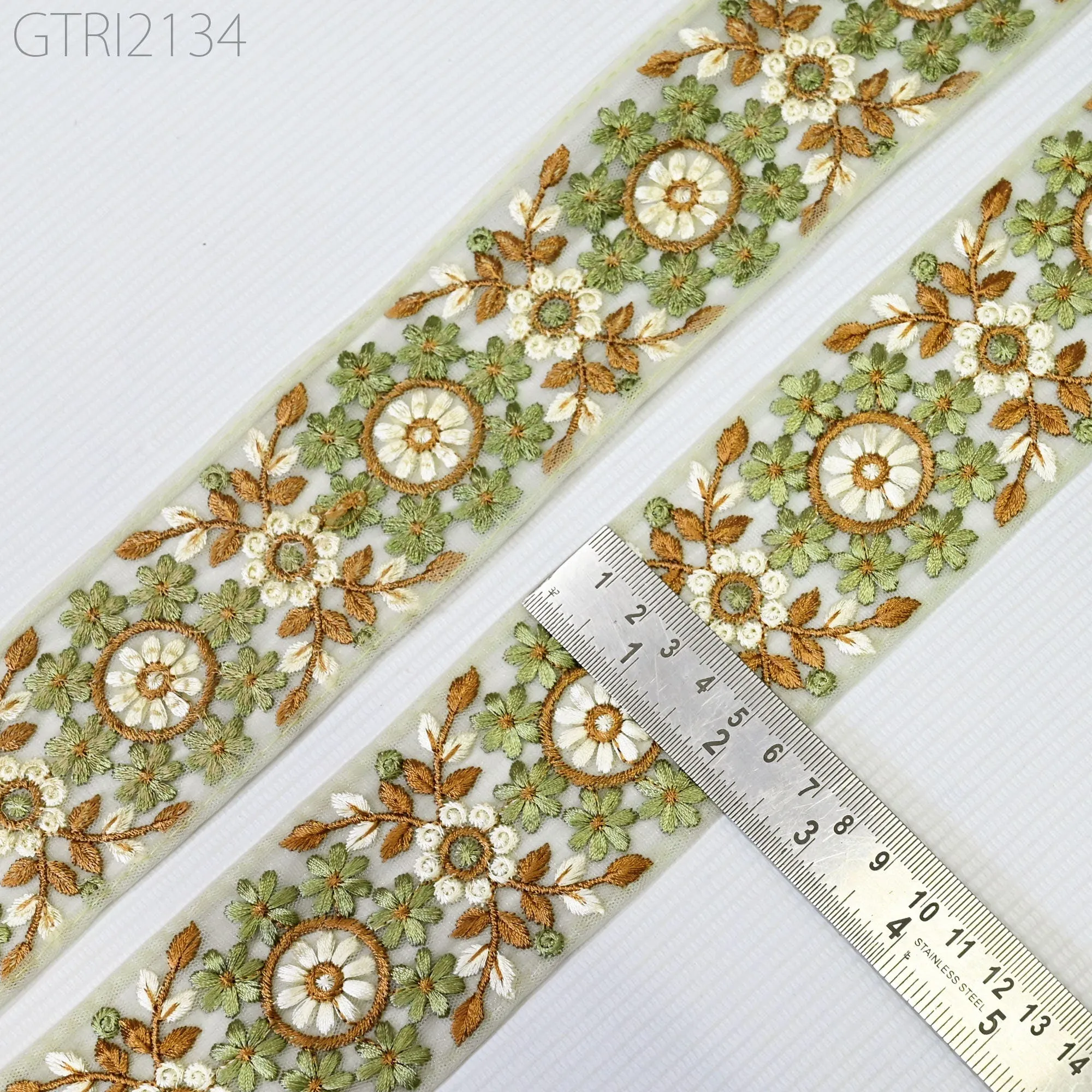 3 Yard Embroidery Fabric 6cm Trim Indian Doll Making Embellishments DIY Crafting Sewing Saree Sari Border Embroidered Ribbon Dresses Costume