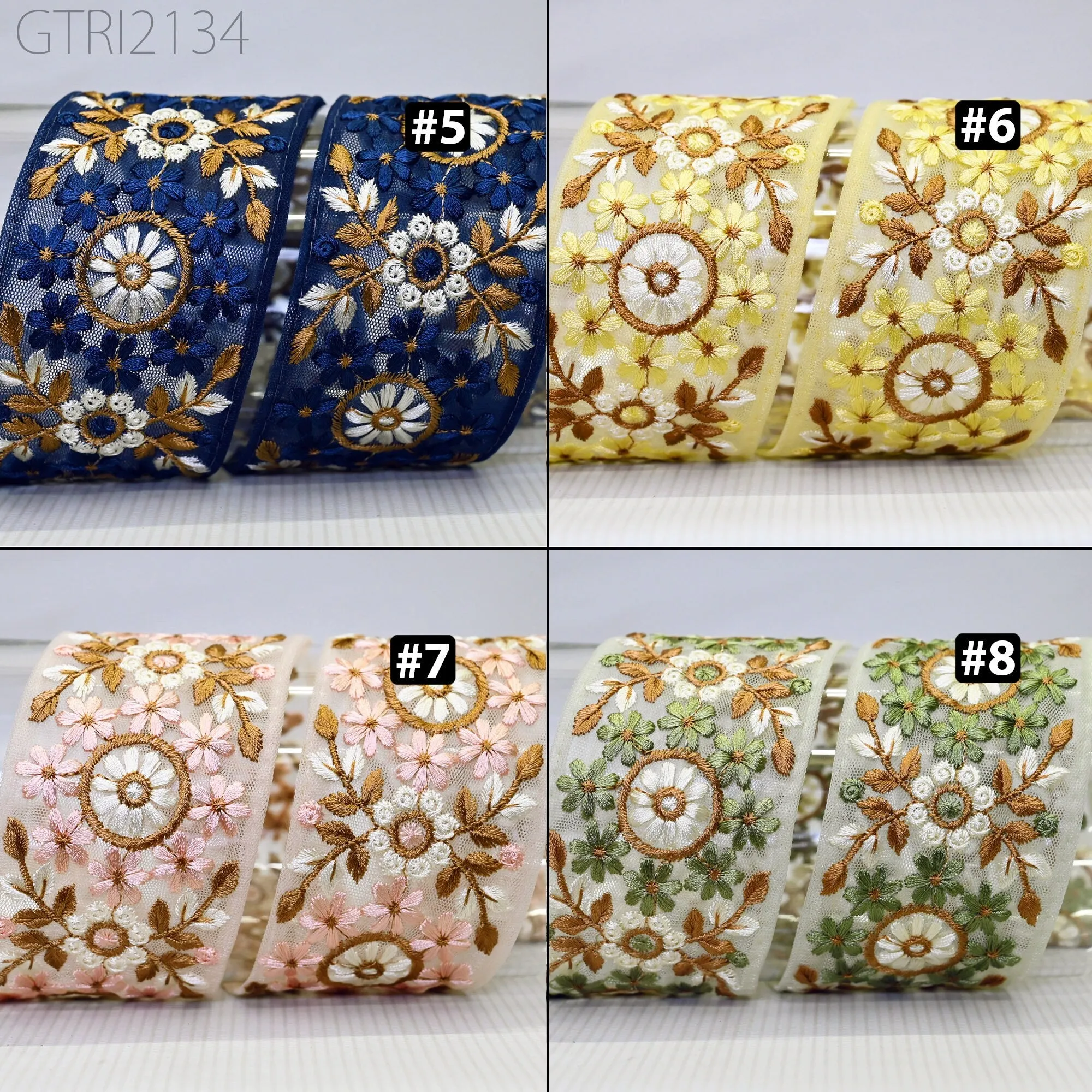 3 Yard Embroidery Fabric 6cm Trim Indian Doll Making Embellishments DIY Crafting Sewing Saree Sari Border Embroidered Ribbon Dresses Costume