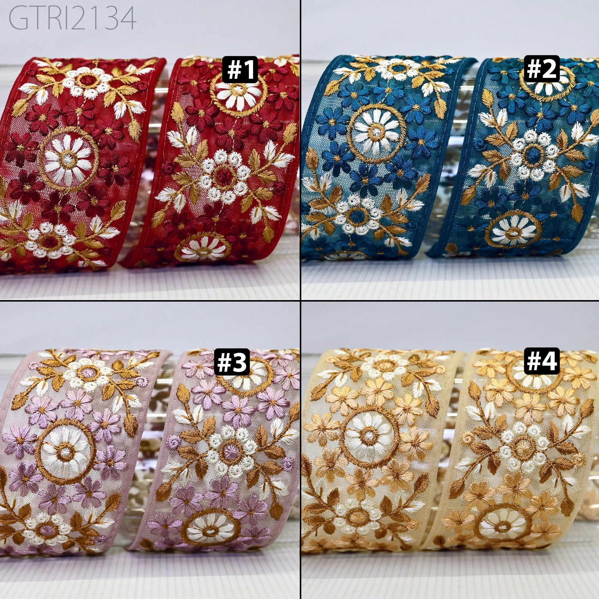3 Yard Embroidery Fabric 6cm Trim Indian Doll Making Embellishments DIY Crafting Sewing Saree Sari Border Embroidered Ribbon Dresses Costume