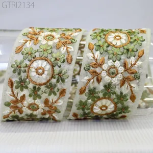 3 Yard Embroidery Fabric 6cm Trim Indian Doll Making Embellishments DIY Crafting Sewing Saree Sari Border Embroidered Ribbon Dresses Costume