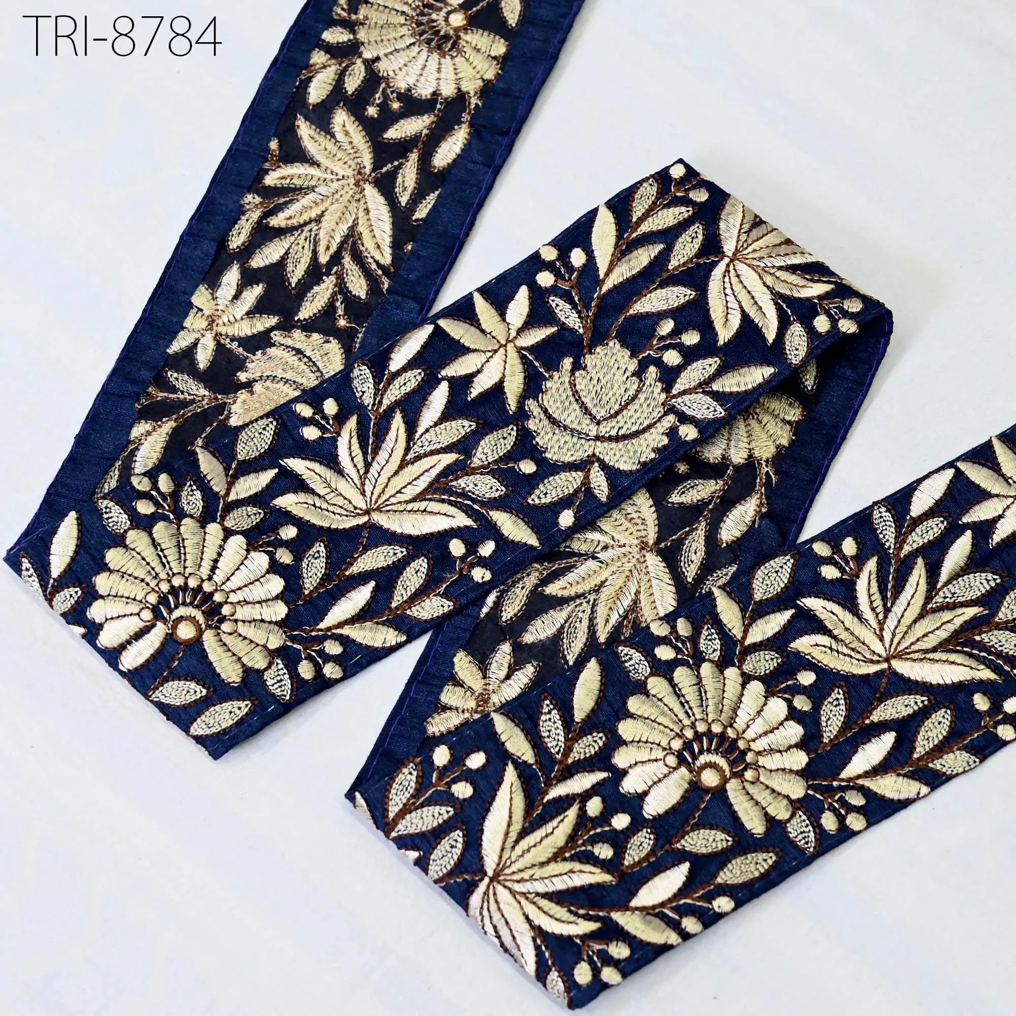 3 Yard Embroidery Fabric 75 mm Trims Embellishment Footwear Making Embroidered Ribbon Crafting Indian Border Christmas Home Decor Laces