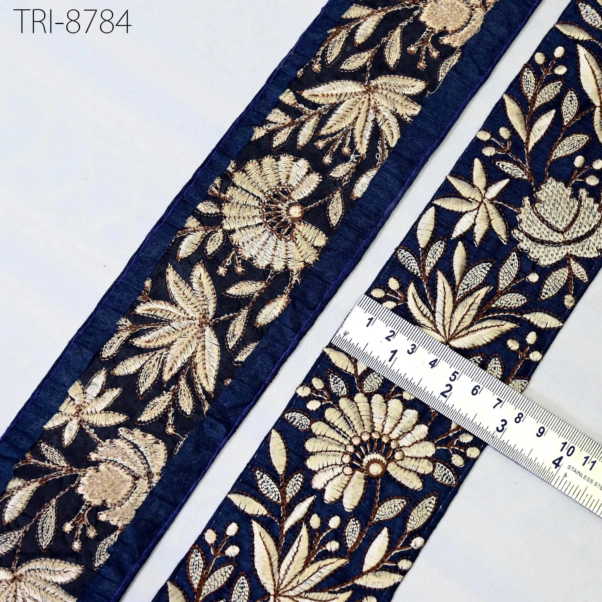 3 Yard Embroidery Fabric 75 mm Trims Embellishment Footwear Making Embroidered Ribbon Crafting Indian Border Christmas Home Decor Laces