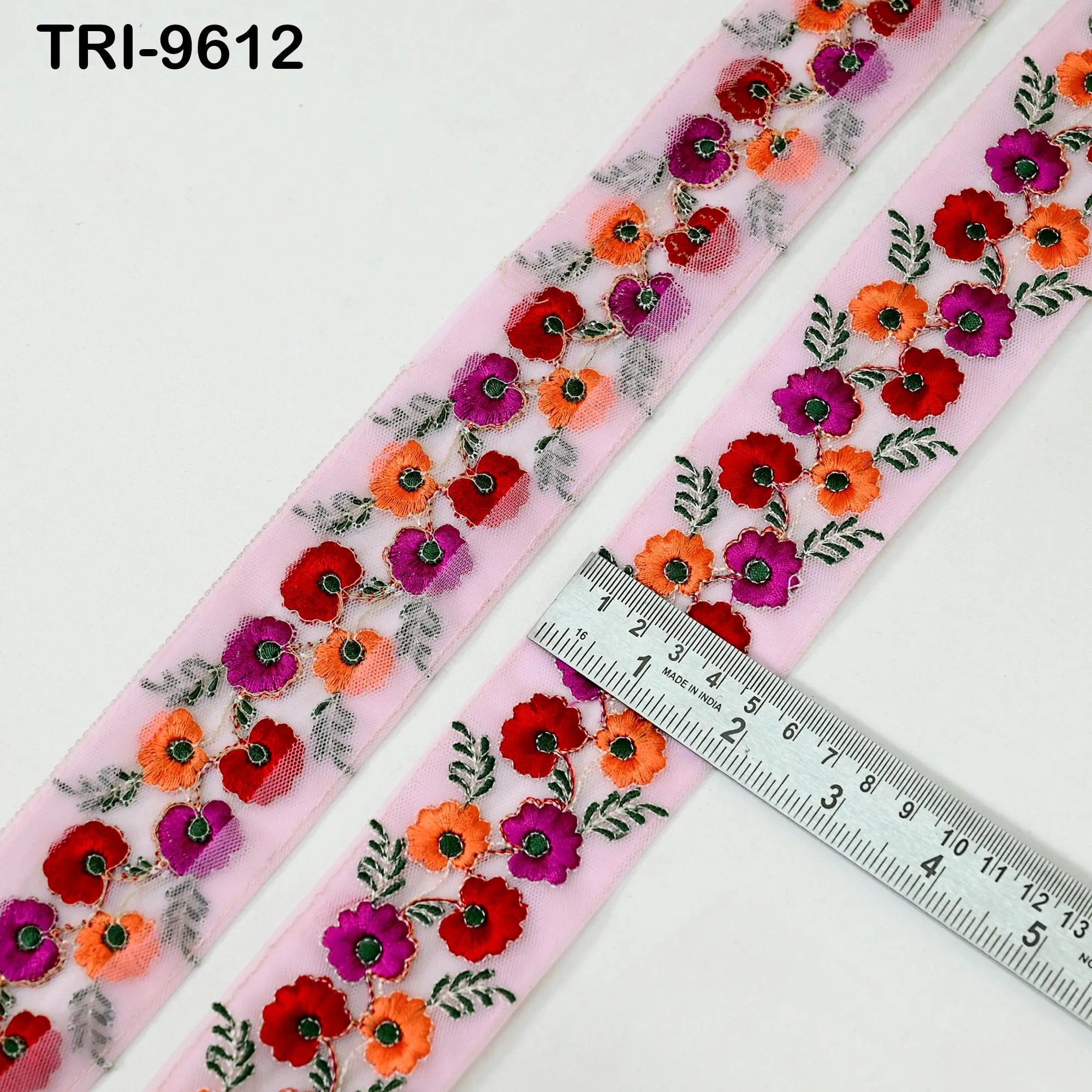 3 Yard Embroidery Ribbon Sari Embellishments Indian Embroidered Trims Saree Border Sewing DIY Crafting Trimmings Headbands Junk Journals 5cm