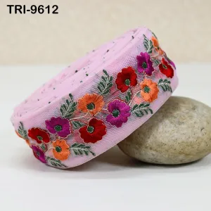 3 Yard Embroidery Ribbon Sari Embellishments Indian Embroidered Trims Saree Border Sewing DIY Crafting Trimmings Headbands Junk Journals 5cm