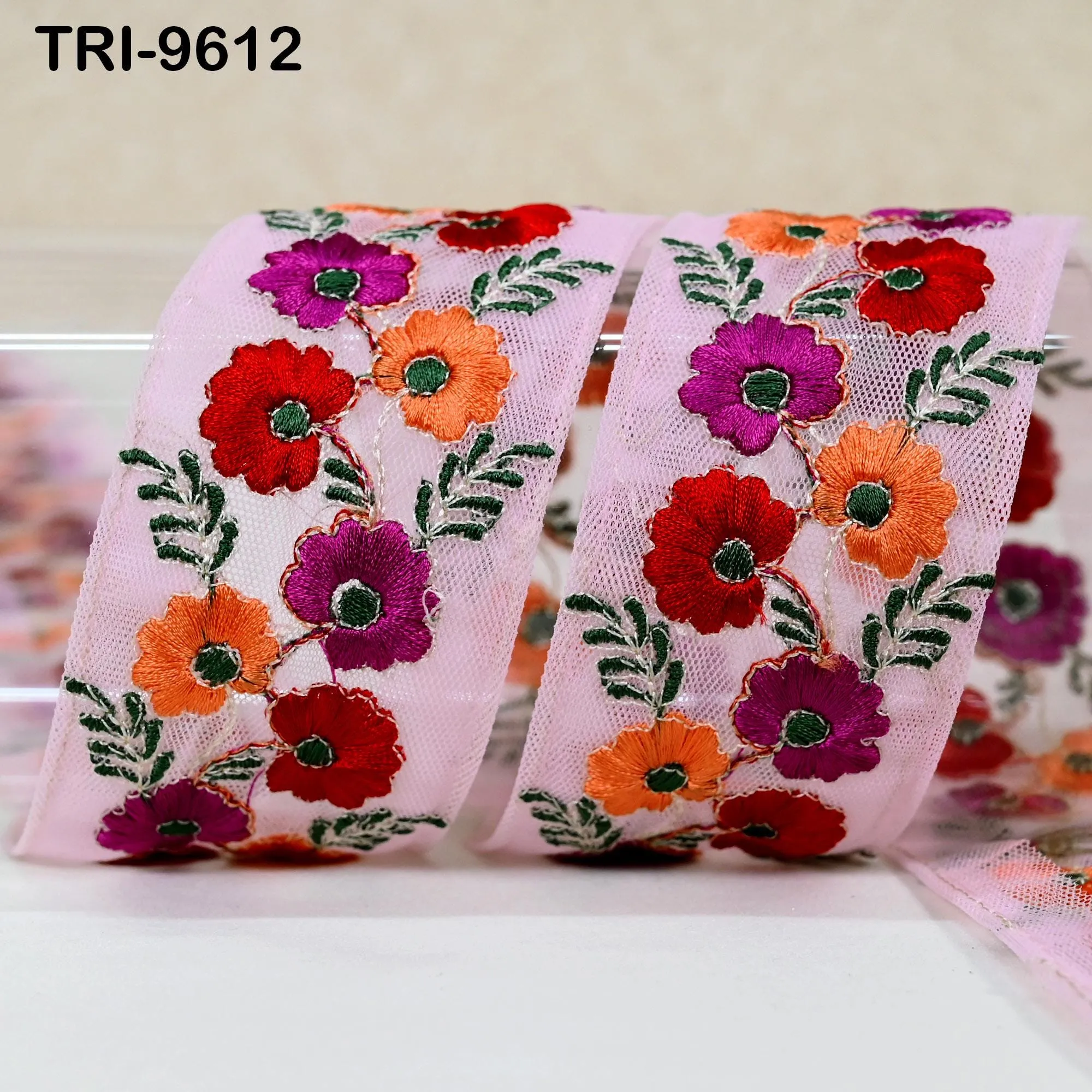 3 Yard Embroidery Ribbon Sari Embellishments Indian Embroidered Trims Saree Border Sewing DIY Crafting Trimmings Headbands Junk Journals 5cm