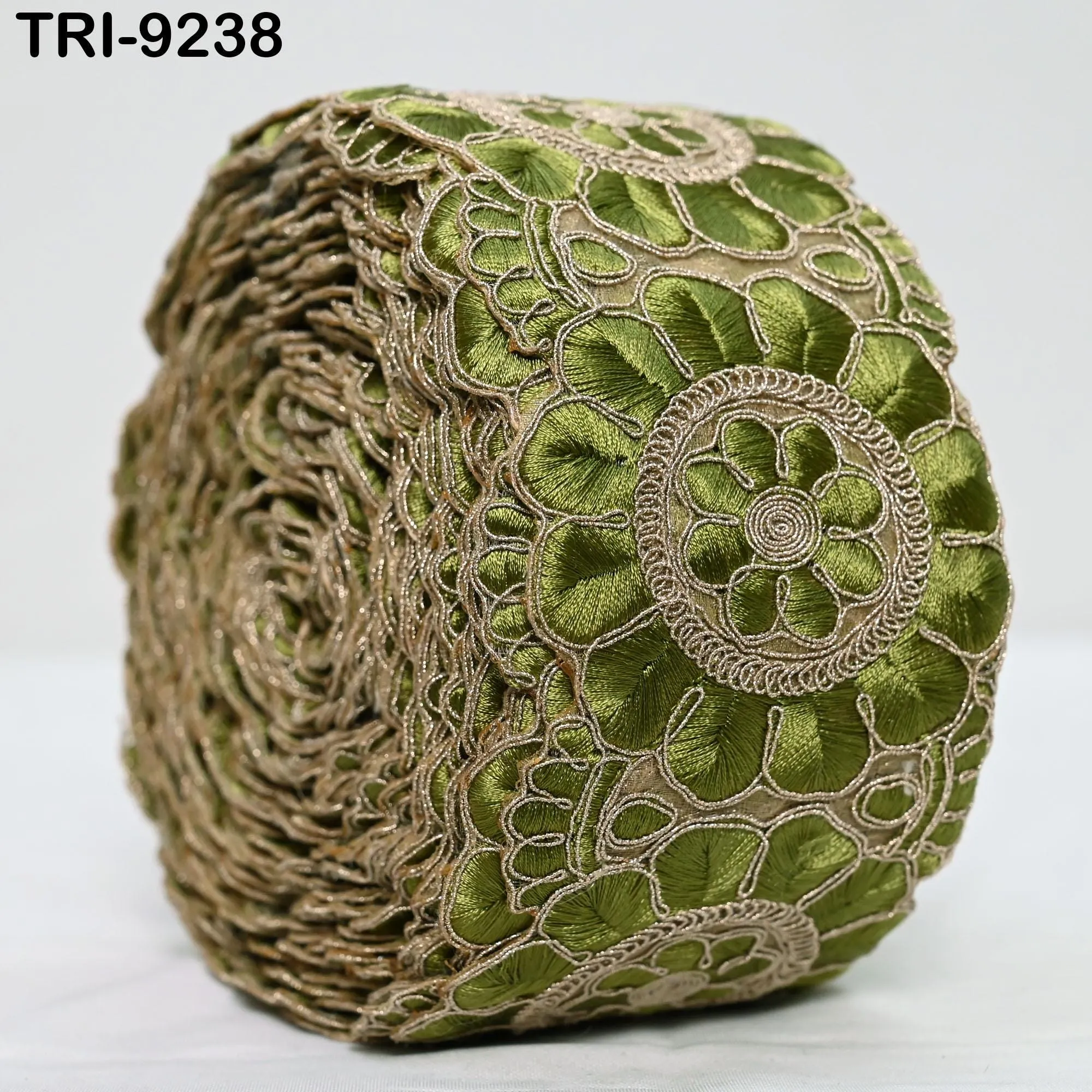3 Yard Green Indian  Embroidery Trim 8cm Ribbon Embroidered Wedding Sari lehenga Border Saree  Sewing Crafting Wall Decor Curtains Headbands