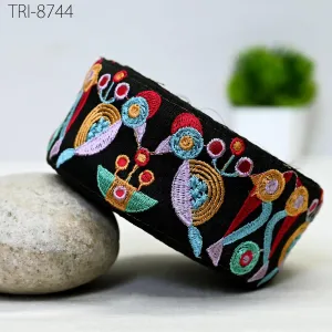 3 Yard Indian Embroidery Ribbon Trim Border Embellishment Embroidered Fabric Saree DIY Crafting Sewing Curtains Wedding Dress Trimmings 5cm