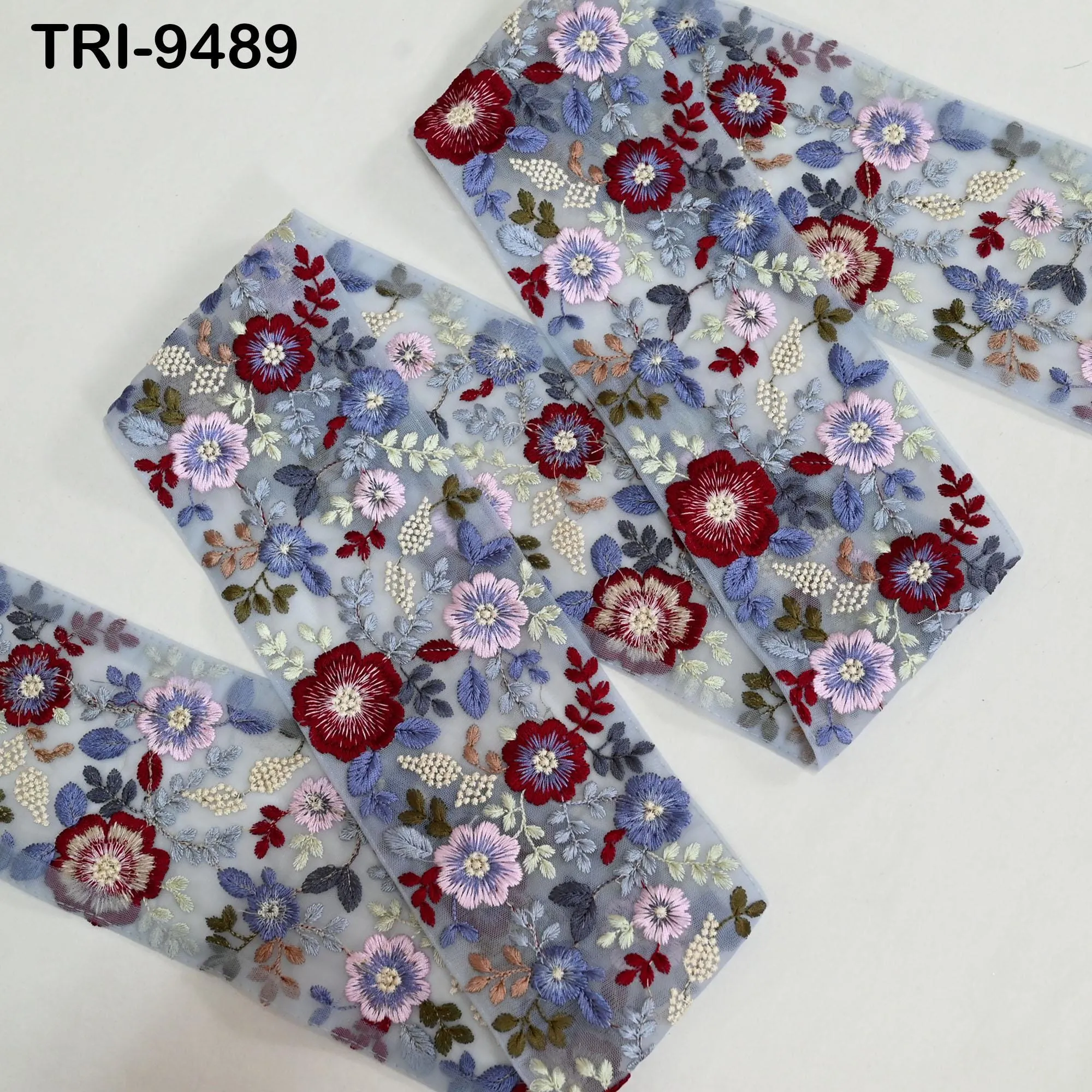 3 Yard Indian Grey Embroidery Ribbon Embroidered Trims Saree Sewing Embellishment Costumes Accessories Crafting Borders Trimmings 10cm