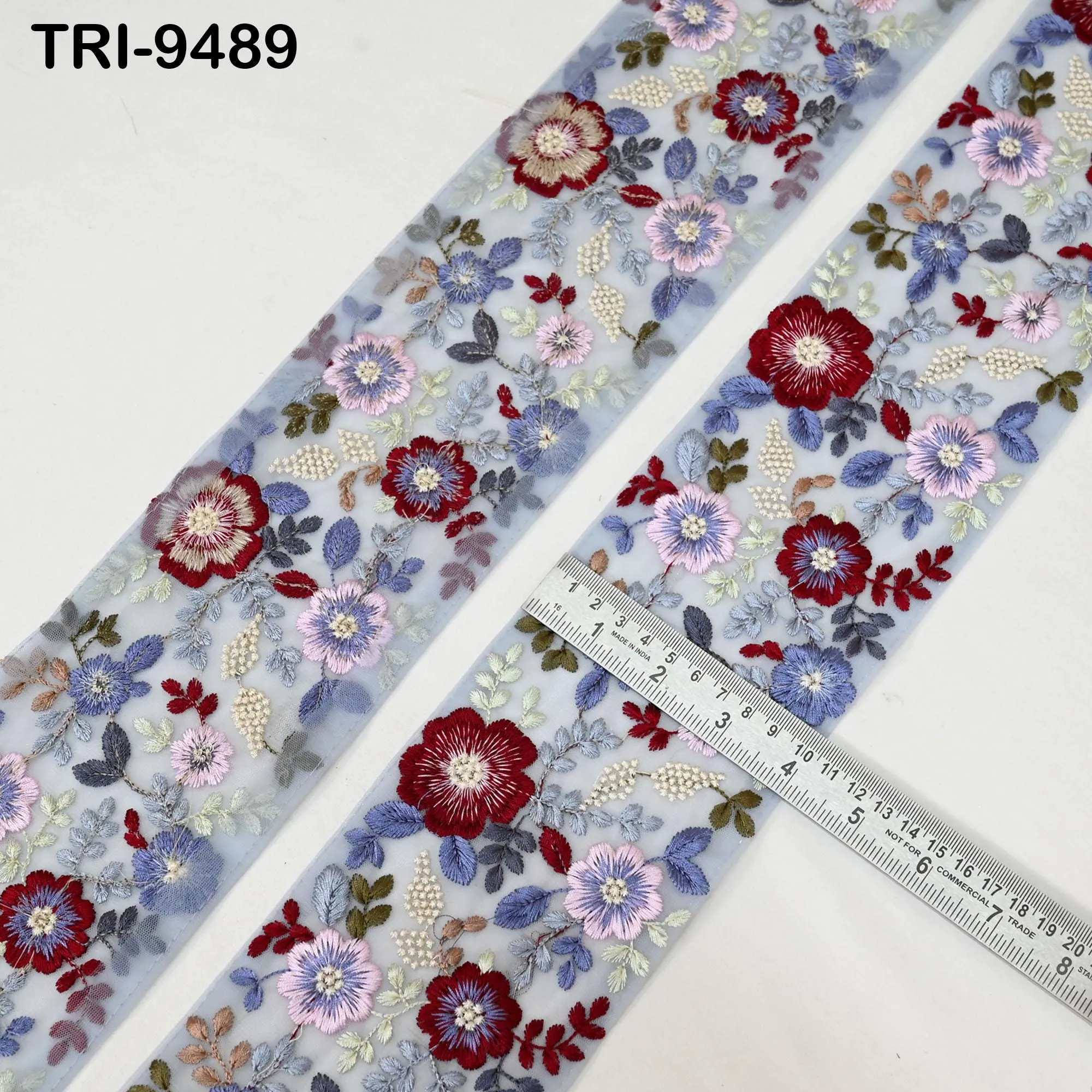 3 Yard Indian Grey Embroidery Ribbon Embroidered Trims Saree Sewing Embellishment Costumes Accessories Crafting Borders Trimmings 10cm