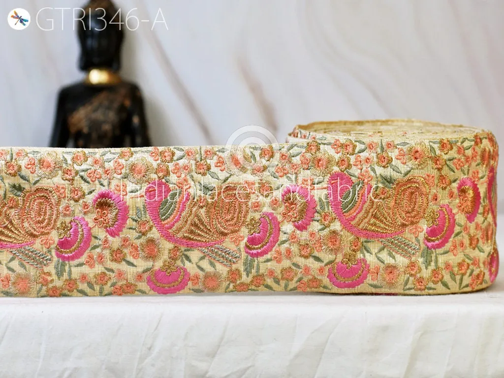 3 Yard Pink Lovely Bird Border Crafting Trim Ribbon Sewing Fabric Dresses Embroidered Decorative Costume Beach Bags Hats Dress Trimmings