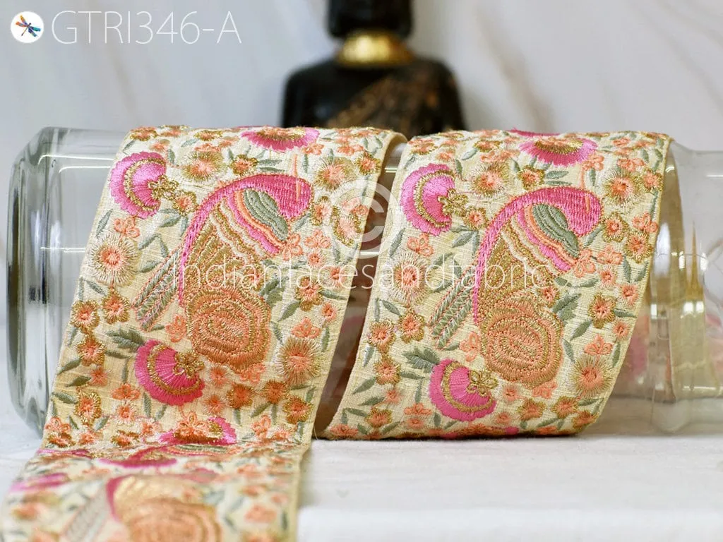 3 Yard Pink Lovely Bird Border Crafting Trim Ribbon Sewing Fabric Dresses Embroidered Decorative Costume Beach Bags Hats Dress Trimmings