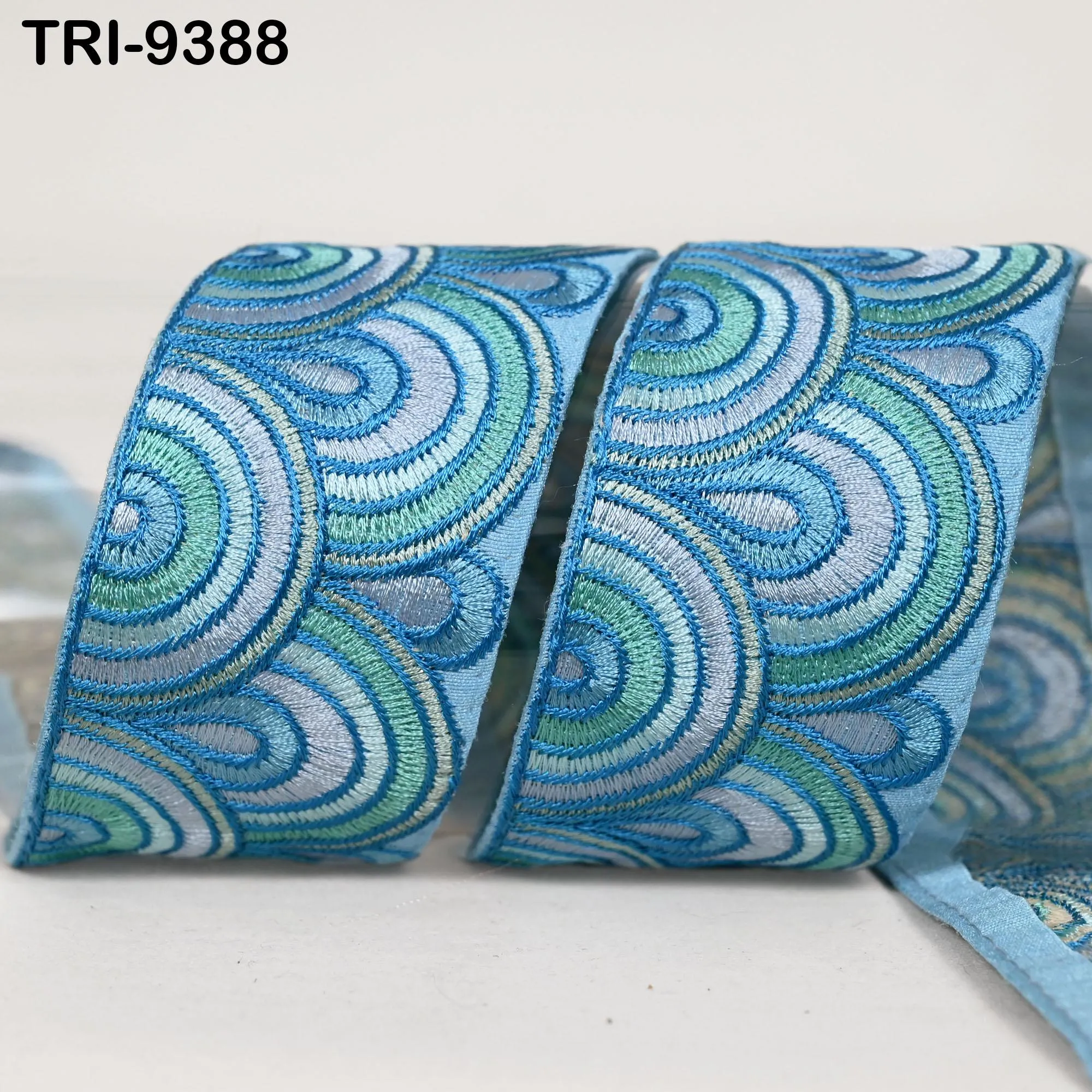 3 Yard Turquoise Embroidery Ribbon Trim Embellish Embroidered Saree Border Costumes Crafting Sewing Beach Bags Tote Pouche Wall Hangings 5cm