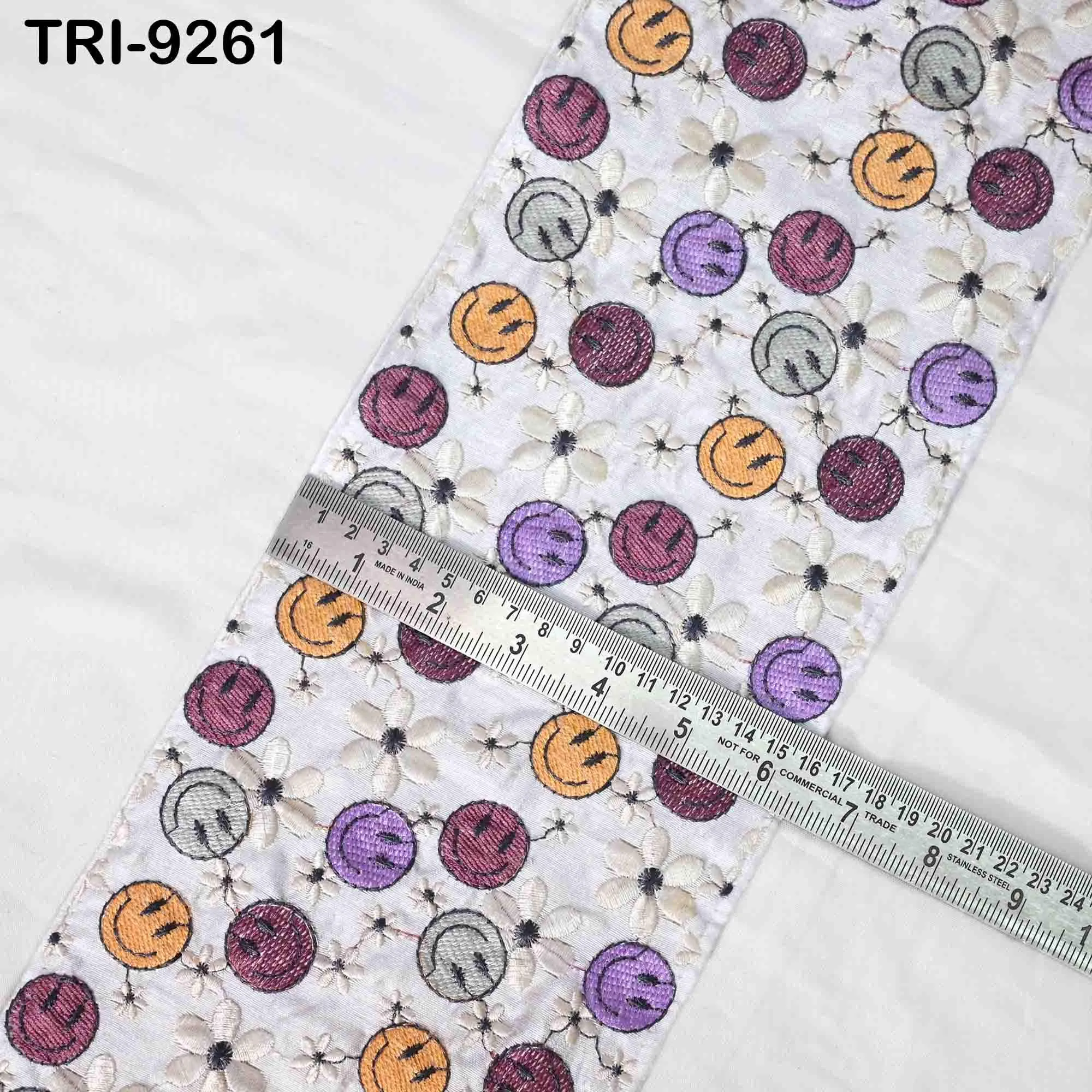 3 Yard White Embroidery Ribbon 16cm Trims Embellishment Embroidered Saree Border Costumes DIY Crafting Sewing Beach Bag Tote Holidays Decor