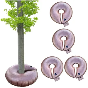 4-Pack Extra Large 20 Gallons PVC Self Watering Tree Rings, Heavy Duty Slow Release Drip Irrigation Bag, Reusable Refillable for Young and Mature Trees