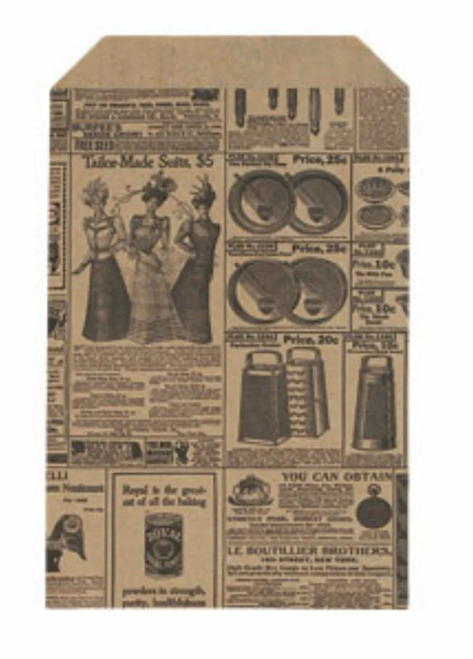 50 Qty 6x9 Newspaper print Paper Kraft Bags,Vintage style Newsprint Favor Craft Bag