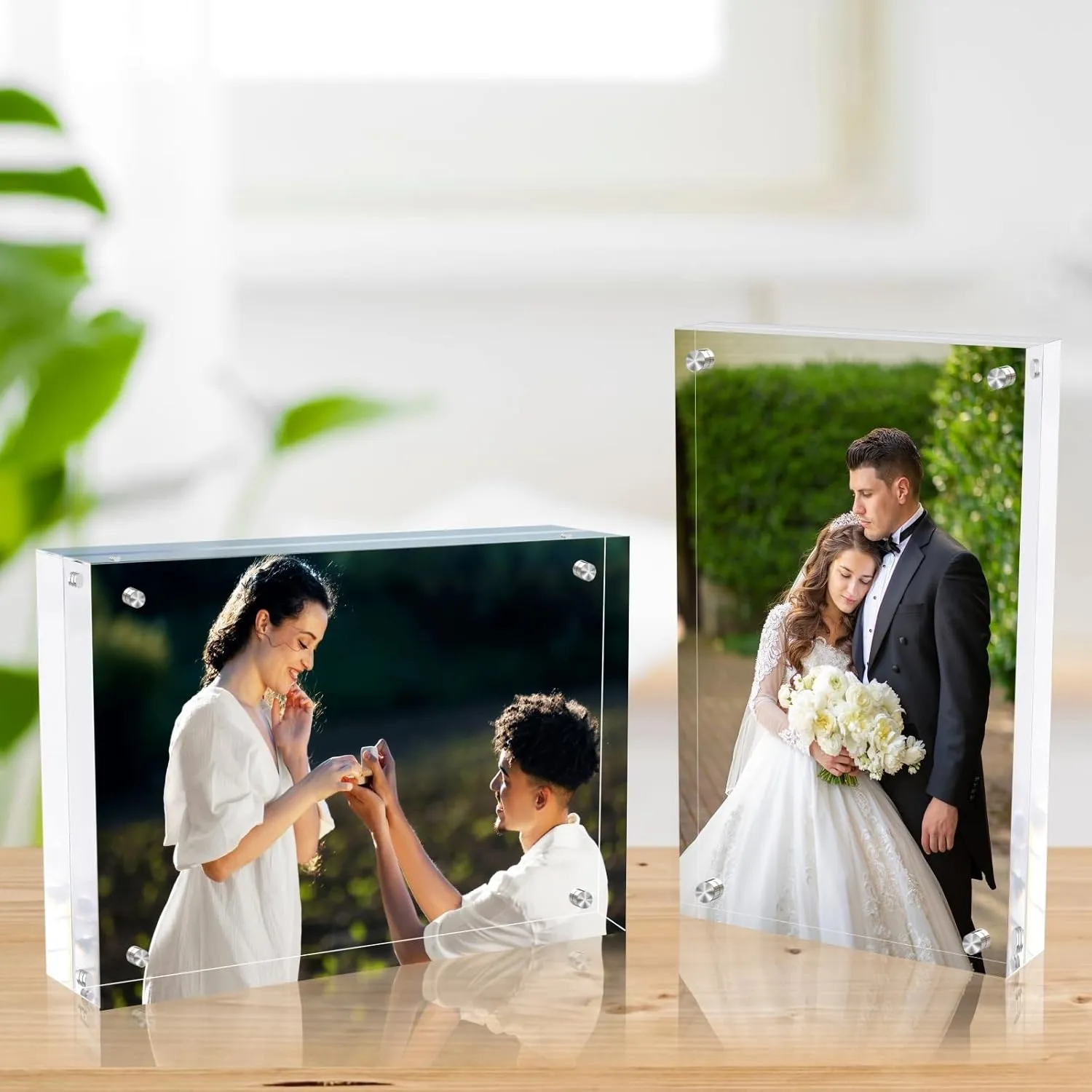 5x7 Inches Acrylic Picture Frames 5 Pack, Double Sided Magnetic Photo Frames,Free Standing on Desk or Table Clear Picture Frames
