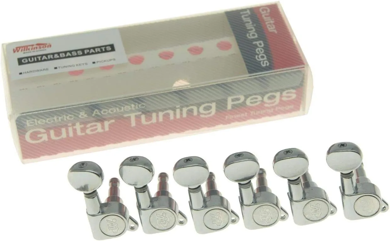 6 Inline Chrome E-Z-LOK Post Guitar Tuners E-Z Post Guitar Tuning Keys Machine Heads with Mini Oval Button Chrome/Black/Gold