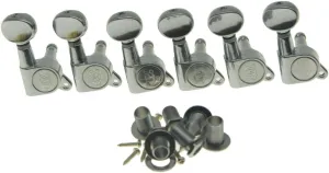 6 Inline Chrome E-Z-LOK Post Guitar Tuners E-Z Post Guitar Tuning Keys Machine Heads with Mini Oval Button Chrome/Black/Gold