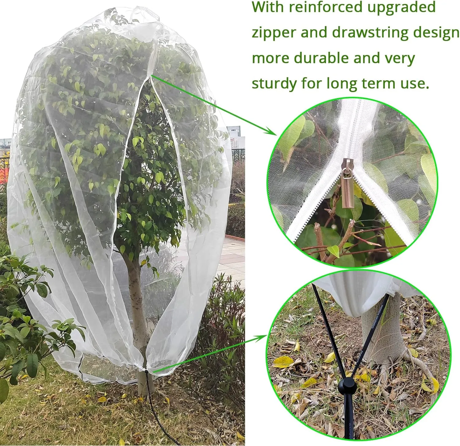 6x6ft 2Packs Fruit Tree Netting Bags for Blueberry Bushes with Zipper and Drawstring,Keep Birds Squirrels Cicadas and Small Fly Out,Ideal Covers for Cherry Fig Peach Apple Trees (6x6ft-2Packs)