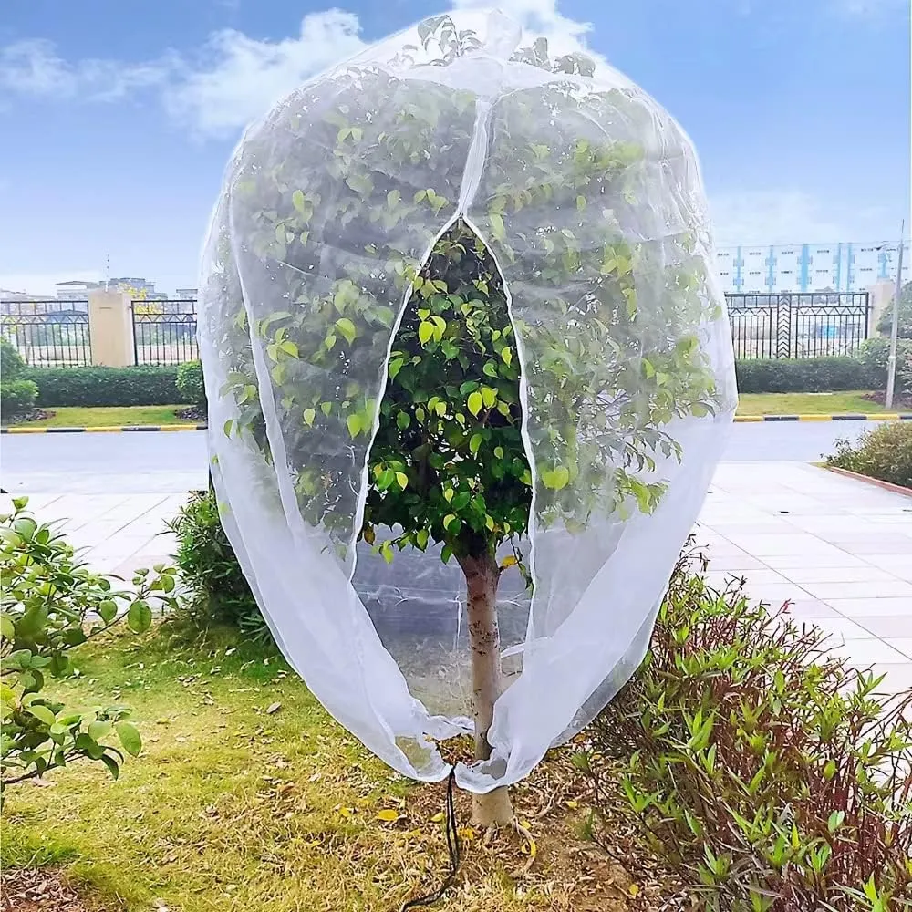 6x6ft 2Packs Fruit Tree Netting Bags for Blueberry Bushes with Zipper and Drawstring,Keep Birds Squirrels Cicadas and Small Fly Out,Ideal Covers for Cherry Fig Peach Apple Trees (6x6ft-2Packs)