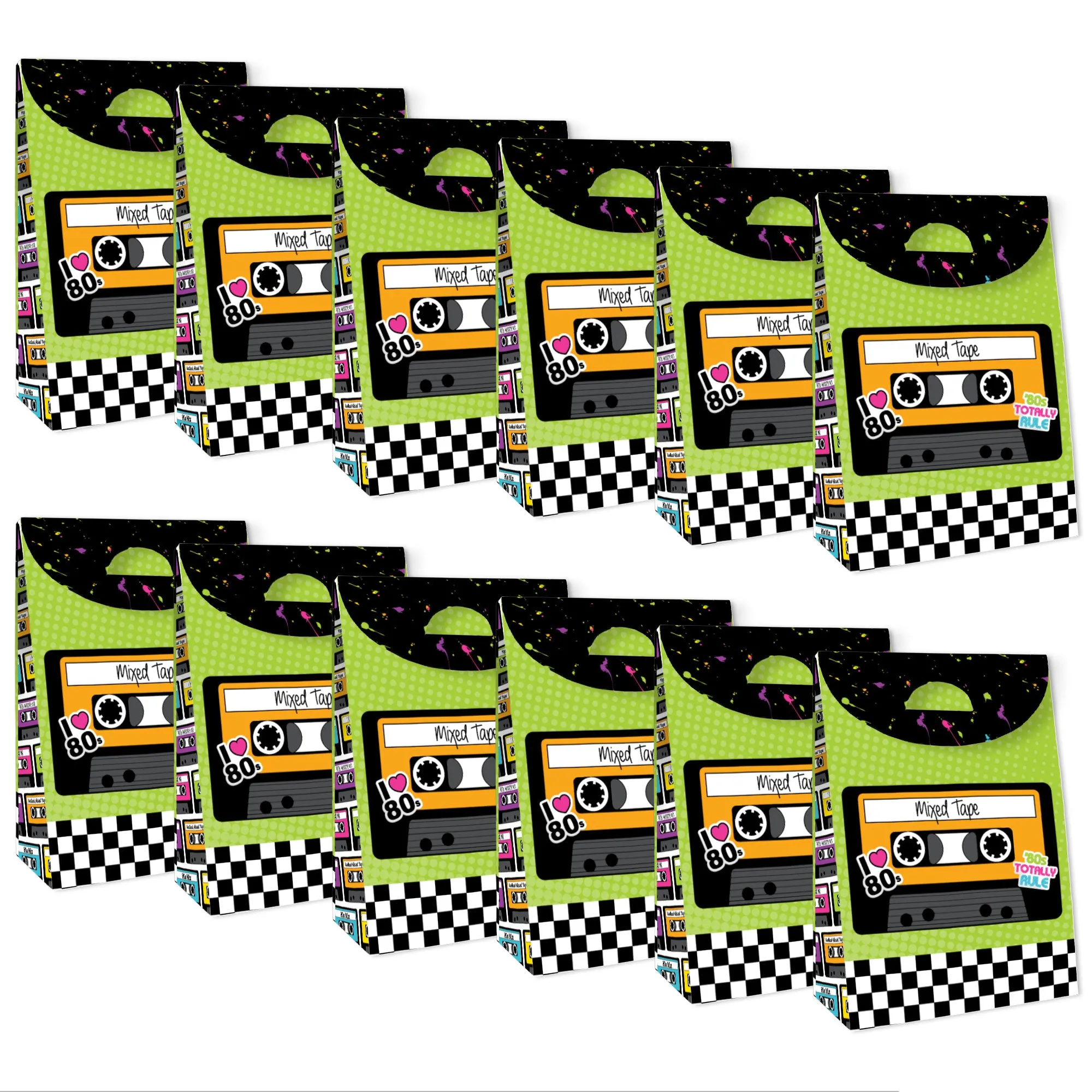 80's Retro - Totally 1980s Gift Favor Bags - Party Goodie Boxes - Set of 12