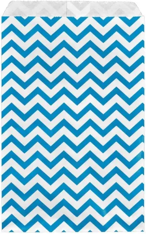 888 Display - 200 pcs of 8 1/2" x 11" Blue Chevron Paper Gift Bags Shopping Sales Flat Bags